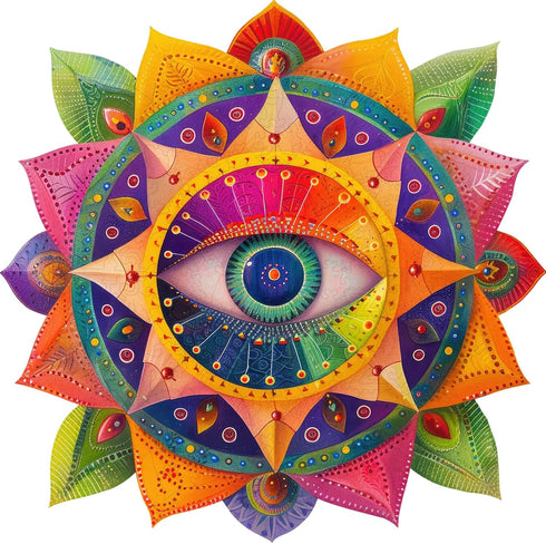 Mys Aurora Mandala Wooden Puzzles for Adults, 500 Piece Unique Shaped Wood
