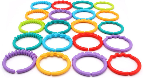 24 Pack Colorful Baby Teether Rings Links Toys for Rattle Strollers Car Seat Travel - Suitable for Baby, Infant,