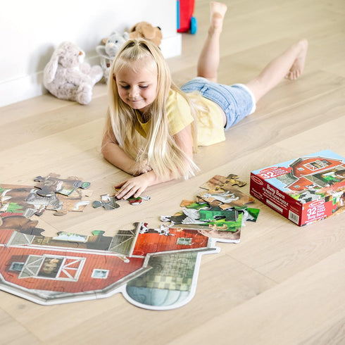 (32 2 3 3+ Melissa & Doug Busy Barn Shaped Jumbo Floor Puzzle Pieces, x Feet), Jigsaw Puzzle for Preschoolers and Kids