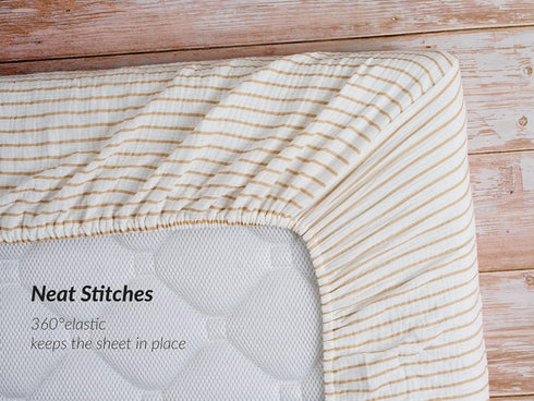 Meracorallo Muslin Fitted Crib Sheet, Soft and Breathable Baby Crib Sheet for Standard Crib and Toddler Mattresses