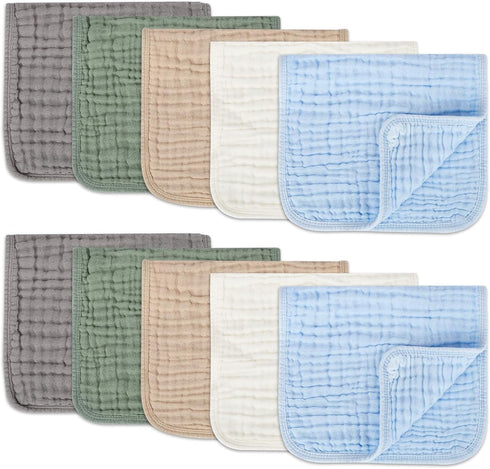 Arnzion Muslin Burp Cloths Set for Babies 100% Cotton Baby Washcloths, Large 20''x10''