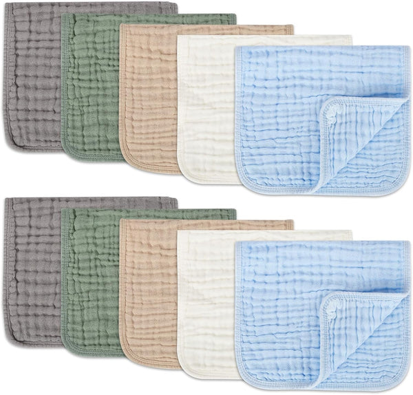 Arnzion Muslin Burp Cloths Set for Babies 100% Cotton Baby Washcloths, Large 20''x10''