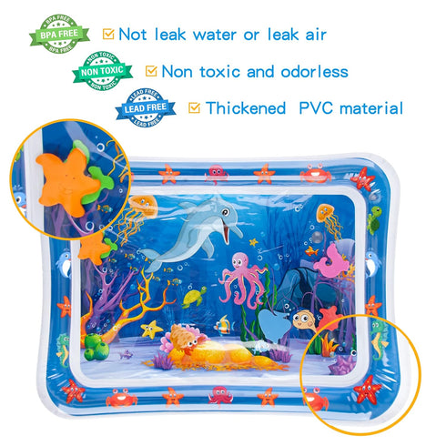 Inflatable Tummy Time Water Mat - Baby Play Mat for Infants and Toddlers 3 to 12 Months - Developmental Toy