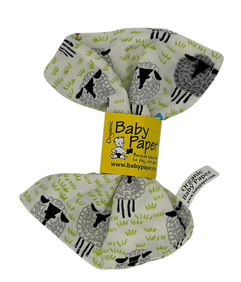 Baby Paper Original Crinkle Teether & Sensory Toy for Infants | ORGANIC Sheep Pattern | Non-Toxic, Washable