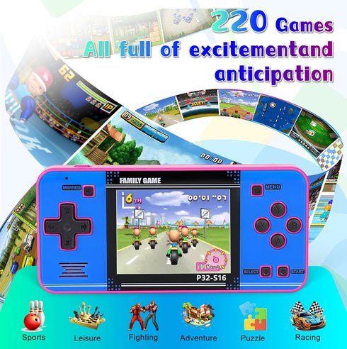 GuaiyeyeAP 220 32-bit 3.0 Handheld Game for Kids Built-in Video Games, IPS Screen, Rechargeable Portable Game , Travel