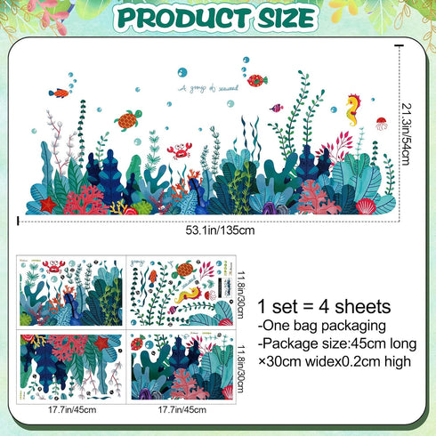 Amaonm Creative Cartoon Removable 3D Under The Sea World Wall Stickers for Nursery Room