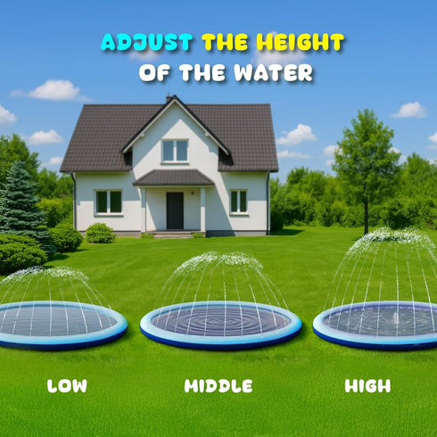 COMMOUDS Summer Pet(59Inch) Splash Pad for Kids and Dogs, Non-Slip Sprinkler Pad Thicken Pool Outdoor Water Toys