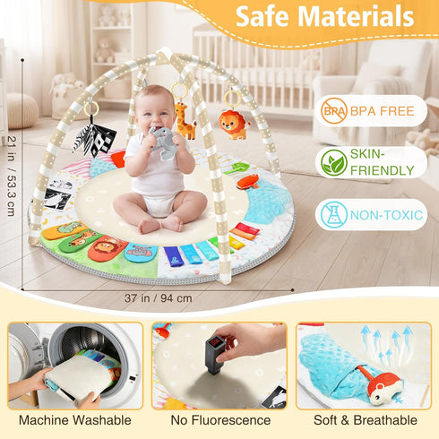 Tummy 0-3-6-18 6 5 URMYWO Time Mat - Comfortable Baby Floor Play Mat Activity Gym for Months, Developmental Zones