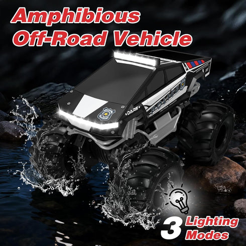 1:18 2.4 4WD 360 6+ Police Remote Control Car, Cyber Truck Remote Control Car, GHz Waterproof Amphibious RC Cars, All
