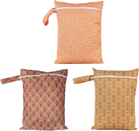 Happy Flute 3 Set Baby,11.8x15.7inch (YMX002-S11) Wet Bag Storage Bag Zipper Waterproof Washable Travel Bags, Beach