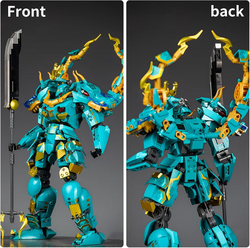 CSNRHG Set 8+ 704 Green Dargon Samurai mech Robot with Long Spear Model Building Blocks Toy Mythical Birthday for Age