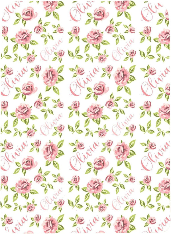 WolfeDesignPDD Custom Blanket, Newborn Gift, Floral Baby Blanket, Personalized Baby Blanket, Baby Girl,