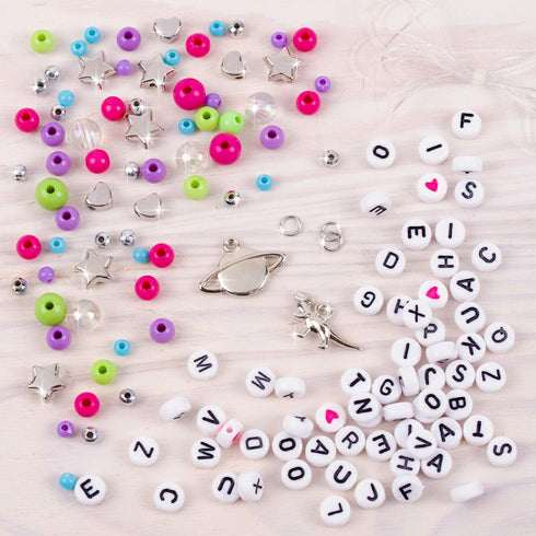 Make It Real: Block ‘N Rock Bracelets Kit - Create 4 Unique Letter Charm Bracelets, 147 Pieces