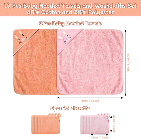 Jaseppor 10 2 8 Swimming PCS Baby Bath Towels, PCS Soft Hooded Towels & PCS Washcloths - Ultra Soft, Super Absorbent