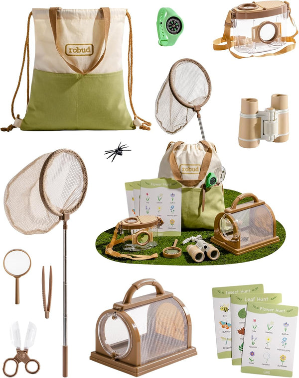 ROBUD Upgraded Kids Explorer Kit, Bug Catcher Kit with Wild Adventure Binoculars,