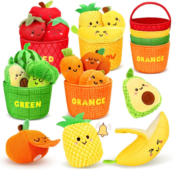 TOHIBEE Baby Sensory Toys -16 PCS Fruit Vegetable Color Sorting Play Food