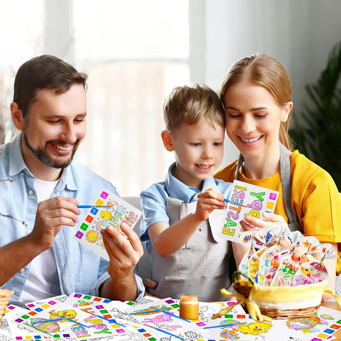 Rotu 30 Packs(274Pcs) Easter Basket Stuffers Essentials Mess Free Watercolor Coloring Books with Easter Cards for Kids
