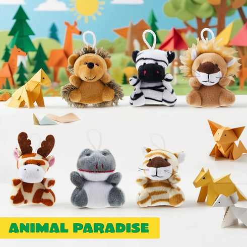 24 (24 3" JOYIN Pcs Mini Safari Animal Plush Toys Units Each), Animals Keychain Decoration for Kids, Small Stuffed