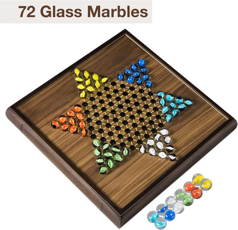 2 1 Set 13" 60 12 2 ELONGDI in Magnetic Chess & Chinese Checkers Wooden Board Game with Storage Drawer and Glass