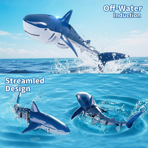 2.4Ghz 6 7 8 1:18 JUKUDAHU Remote Control Shark Toys for Kids Years Old, Scale High Simulation Shark for Pool, Bath