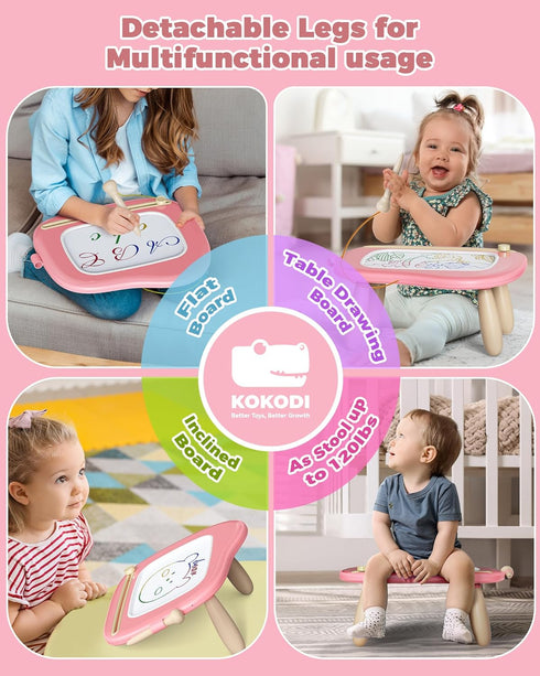 1-2 1 2 3 KOKODI Magnetic Drawing Board, Toddler Girl Toys for Year Old, Large Doodle Board Pad Learning