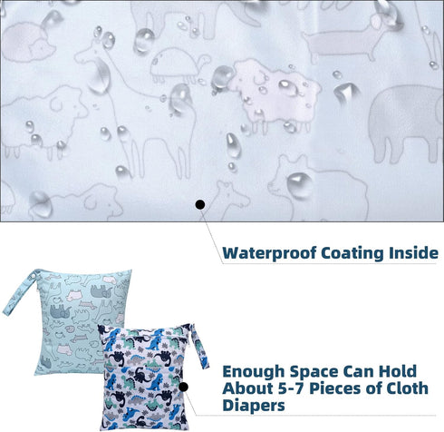 2-Pack Swimming Waterproof Wet Dry Bag - Beach Travel Organizer for Baby Cloth Diapers, Swimwear & Gym Clothes