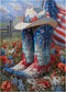 BUAHA Cowboy Boot Shoe Flowers Puzzles for Adults 1000 Pieces Nature American Patriotic