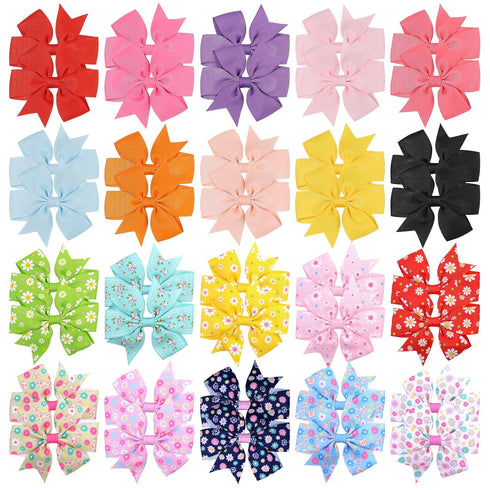 Choicbaby 40pcs Baby Girls Grosgrain Ribbon Pinwheel Hair Bows with Alligator Clips for Toddler Infants Newborn