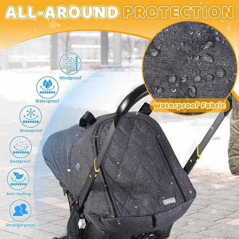 Orzbow Winter Carseat Cover for Baby, Infant Car Seat Cover Compatible with Doona Car Seats, Zipper Access, Breathable