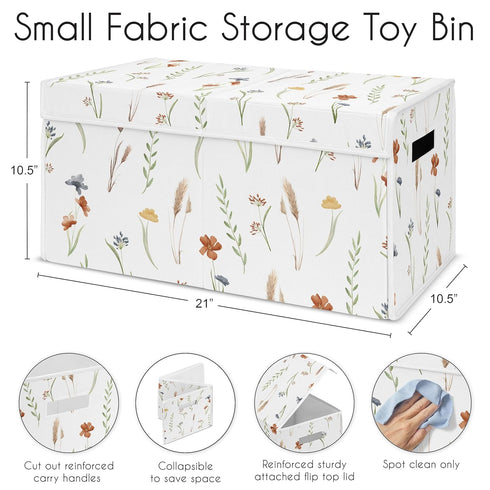 Sweet Jojo Designs Boho Floral Garden Flower Girl Collapsible Toy Storage Box Chest Organizer with Lid Baby Nursery Kid