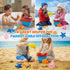 Cozycharm Set 3 Summer Beach Sand Toys for Toddlers, Portable Travel Beach Toys with Collapsible Bucket, Shovel, Rake