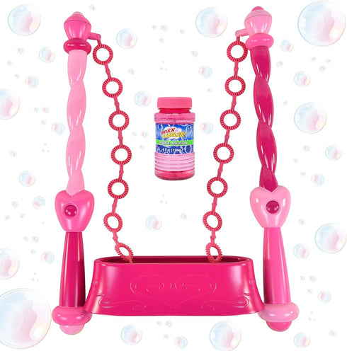 Sunny Days Entertainment Pink Princess Bubble Wand Kit, Outdoor Toy for Kids with Bubble Solution