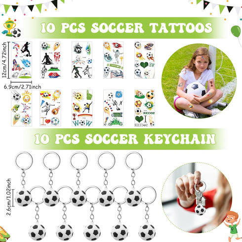 50 Pcs Soccer Team Gifts Set Includes Drawstring Bags, Bracelets, Keychains, and Stickers