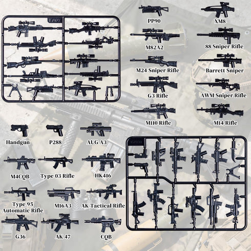 Pack, Set 50+ WW2 U.S. Second Edition Military Weapons Military Toy Gun for Classic Building Blocks, Pieces Army
