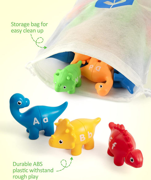 26 Coogam Matching Letters Fine Motor Toy, PCS Double-Sided ABC Dinosaur Alphabet Match Game with Uppercase Lowercase