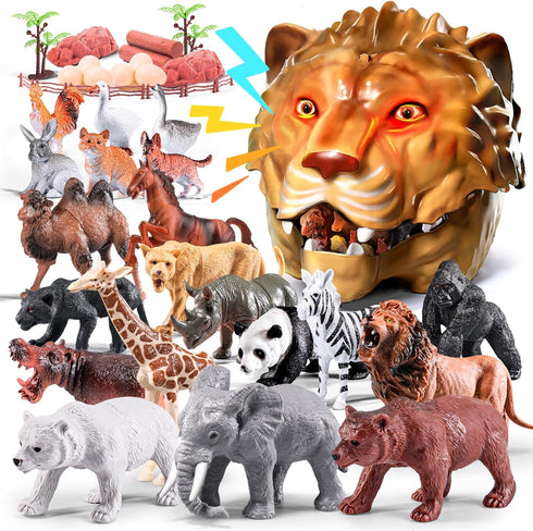 41Pcs Safari Animals Figures Toys, Realistic Jumbo Wild Animals Figurines, Educational Toys for Kids and Toddlers