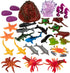 Set (30PCS) Playset Ocean Animal Toy Figures Marine Life Sea Creatures with Sharks, Dolphins, Turtles, Crabs & More