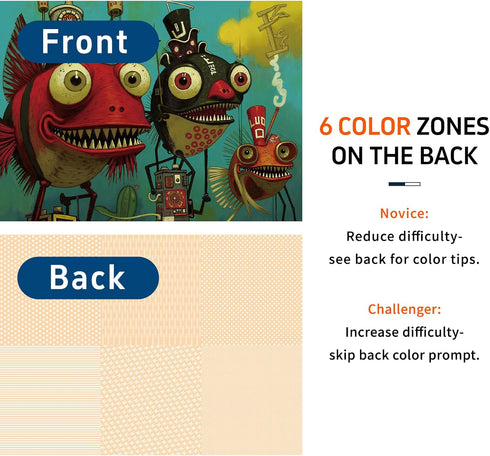 1000 26.6 19.2 Piece Puzzle for Adults, Quirky Piranha-Inspired Artwork with Unique-Shaped Pieces, Matte Texture