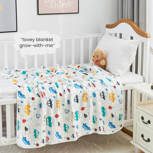 Cozy 6-Layer 43x43 Inch Luxury Muslin Baby Blanket, Swaddle, Cotton Receiving Blanket for Newborn Infant, Lightweight