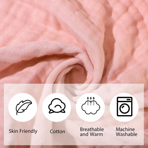 VitalCozy 6 (32 32 Inch,Pink,Rose) Pcs Baby Muslin Hooded Bath Towels and Washcloths Muslin Cotton Hooded Baby Towels