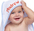 Monogrammed My Personal Memories Personalized Baby Hooded Bath Towel - for Girl and Boy - Embroidered (White with Blue)