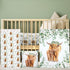 HunnmingRe Baby Highland Cow Crib Bedding Set 3 Pcs Crib Set Baby Blanket,