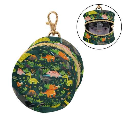 PYBUG Dinosaurs Round Pacifier Storage Case, Polyester & TPU Lined with Hook Buckle, Pacifier Container Box for Baby