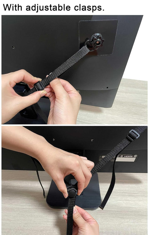 3 Pack Adjustable No-Drill TV Safety Straps - for Baby Proofing