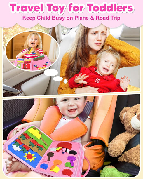 Exorany Busy Board Montessori Toys for Toddler Girl Birthday Gifts, Busy Book Sensory Learning Toys for Toddlers