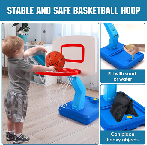 SUPER JOY Toddler Basketball Hoop - Height Adjustable Kids Basketball Hoop for Indoor Outdoor Play, Portable Goal
