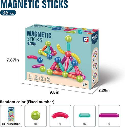 Toddler Magnetic Blocks - Magnetic Balls and Rods, Educational Magnet Building Blocks for 3-5+ Year Old Girls Boys