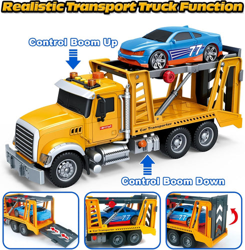 3 4 5 6 7 8 15" Bstoyder Kids Toys for Years Old Boys, Farm Transport Truck Toy with Lights, Sounds, Toddler Friction