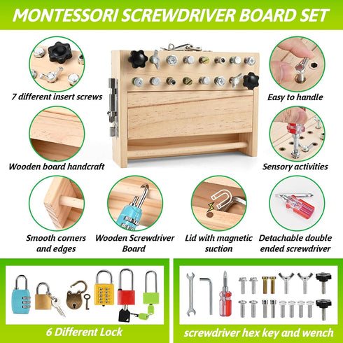 Set, 3 4 5 6 Set, Montessori Screwdriver Board Montessori Toys for with Locks and Keys, Toddler Screwdriver Toy, Kids