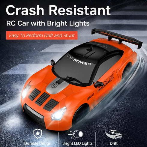 2.4GHz 1:24 4WD 15KM/H 2Pcs Remote Control Car RC Drift Car Scale High Speed Model Vehicle with LED Lights Drifting